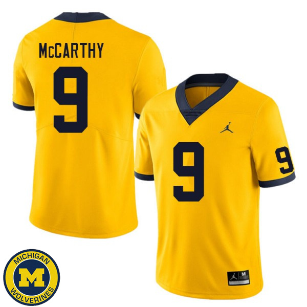 Men Michigan Wolverines #9 J.J. McCarthy Yellow Alumni Jersey